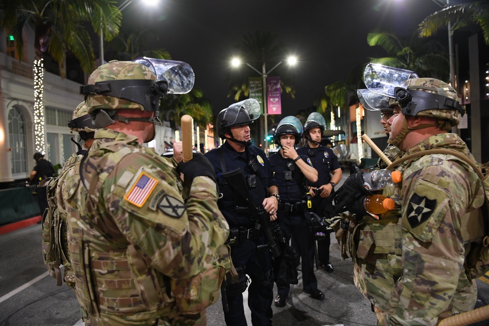 Cal Guard assists Beverly Hills law enforcement by providing security during the ongoing demonstrations