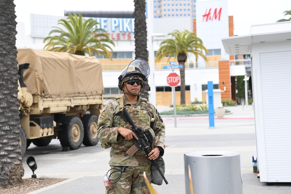 Cal Guard assists Long Beach law enforcement by providing security during the ongoing demonstrations