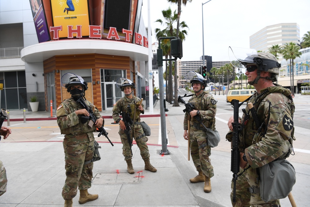 Cal Guard assists Long Beach law enforcement by providing security during the ongoing demonstrations