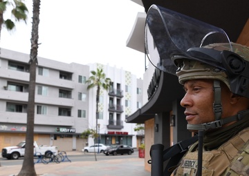 Cal Guard assists Long Beach law enforcement by providing security during the ongoing demonstrations