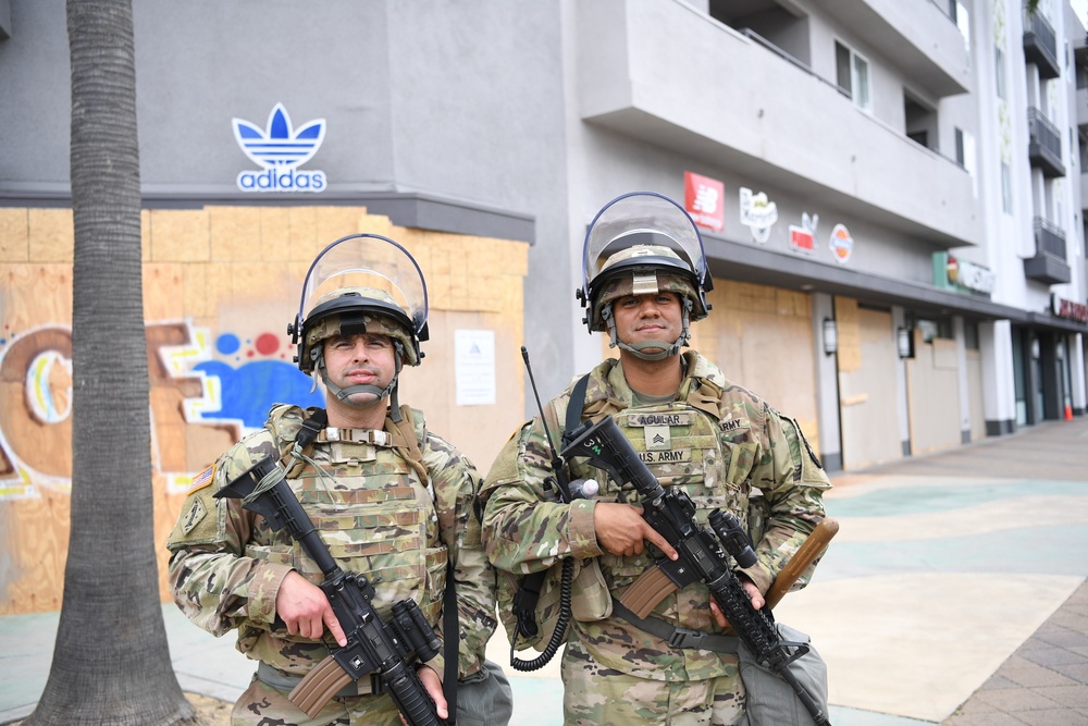 Cal Guard assists Long Beach law enforcement by providing security during the ongoing demonstrations