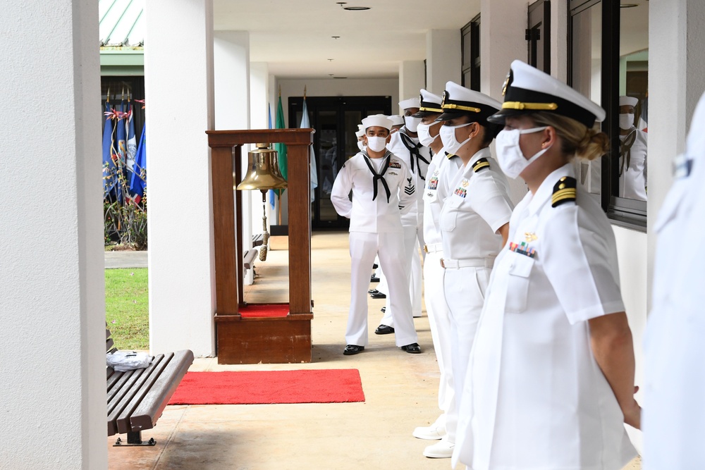 NMRTC PH Sailors stand by during NMRTC PH Change of Command