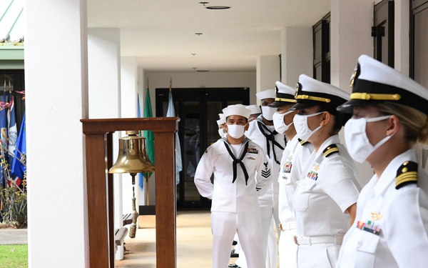 NMRTC PH Sailors stand by during NMRTC PH Change of Command