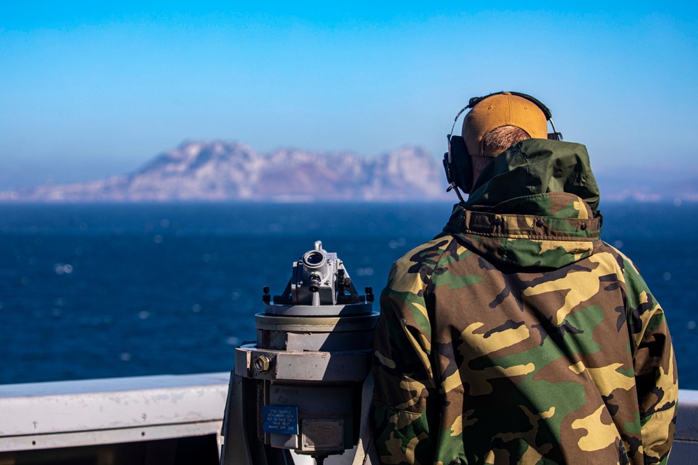 USS New York transits through the Strait of Gibraltar