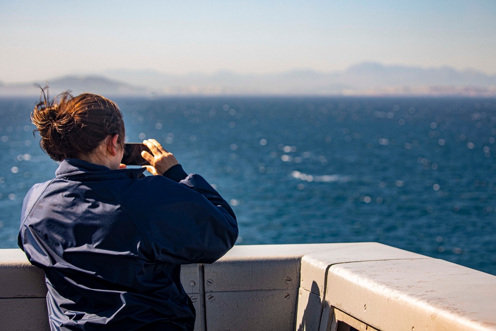 USS New York transits through the Strait of Gibraltar