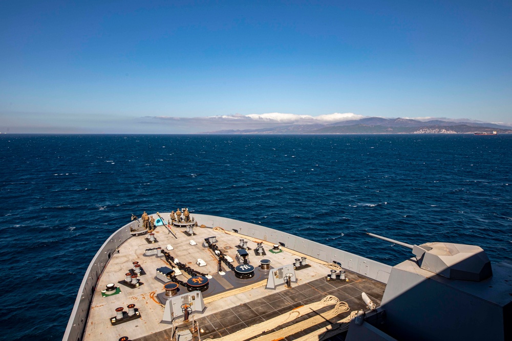 USS New York transits through the Strait of Gibraltar