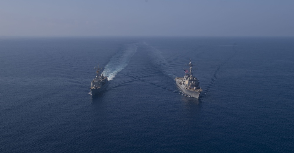 USS Roosevelt conducts photo exercise with Santa Maria-class frigate SPS Santa Maria (F81)