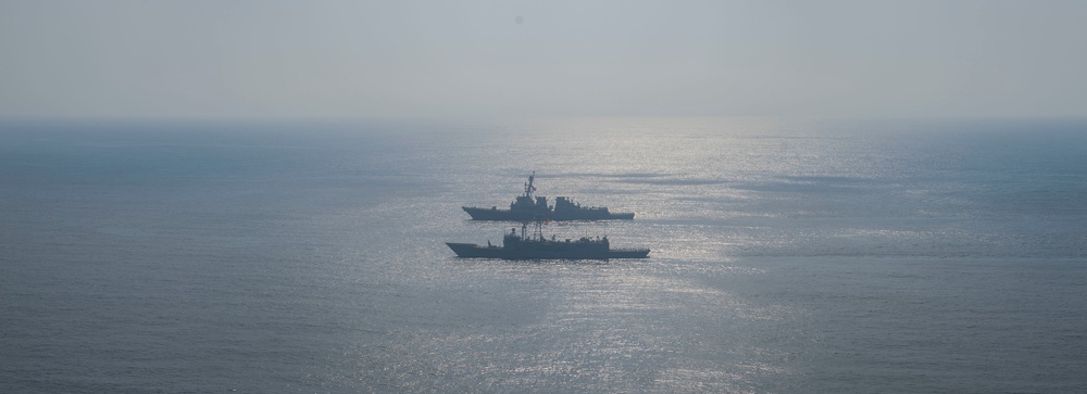 USS Roosevelt conducts photo exercise with Santa Maria-class frigate SPS Santa Maria (F81)