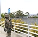 Cal Guard Soldiers stand guard outside Los Angeles Convention Center