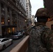 Cal Guard Soldiers stand watch in downtown Los Angeles during civil unrest response