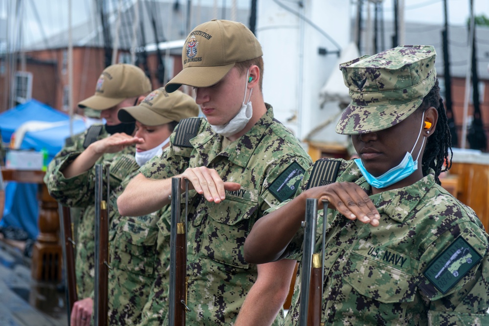 Sailors Assigned to USS Constitution Perform Musket Training