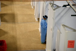 Arizona National Guard service members assist the Public Heath Service on the Navajo Nation