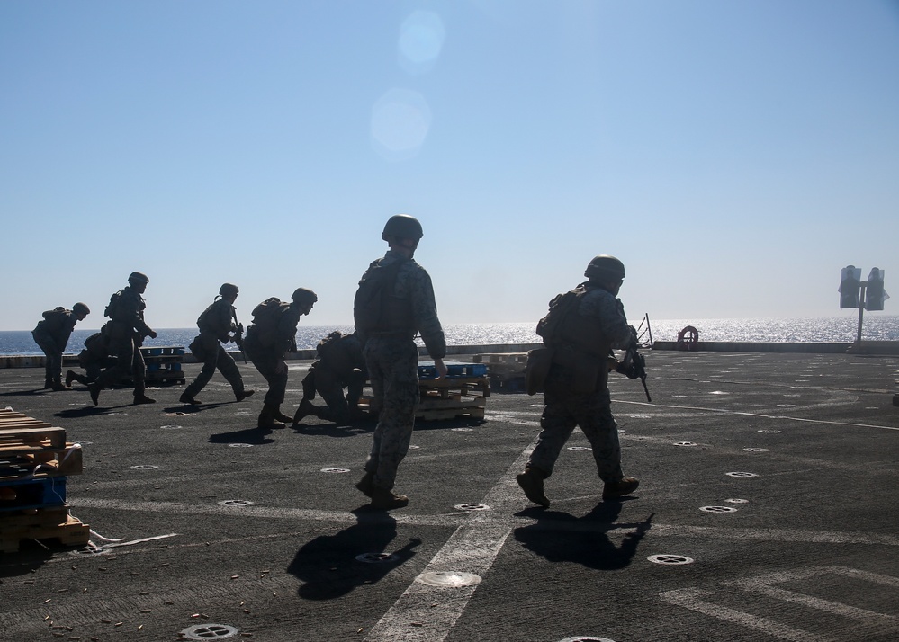 Fox Battery fires M4 carbines aboard USS New York