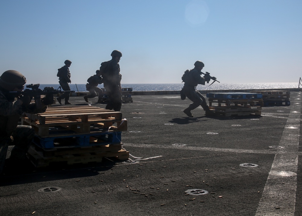 Fox Battery fires M4 carbines aboard USS New York