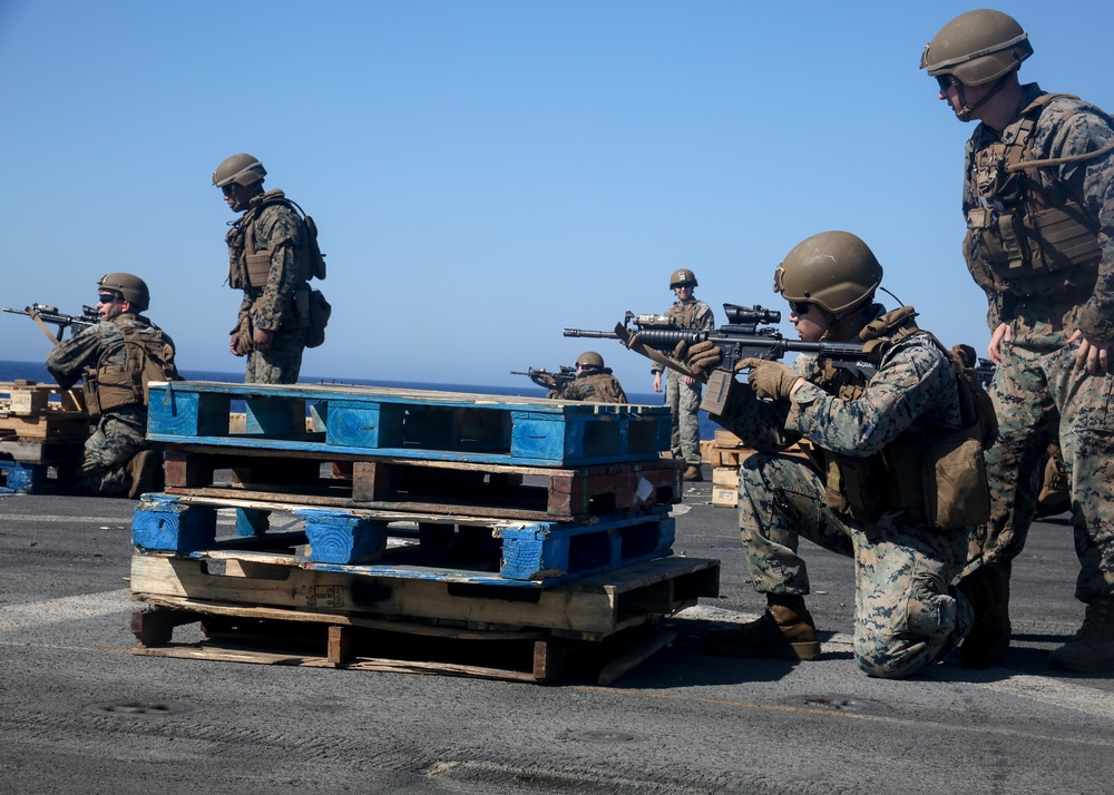 Fox Battery fires M4 carbines aboard USS New York