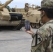Spc. Silvia Raya, a 19K, M1 Armor Crewman with 1-7 CAV, participates in Instagram-live with Brig. Gen. Patrick Michaelis