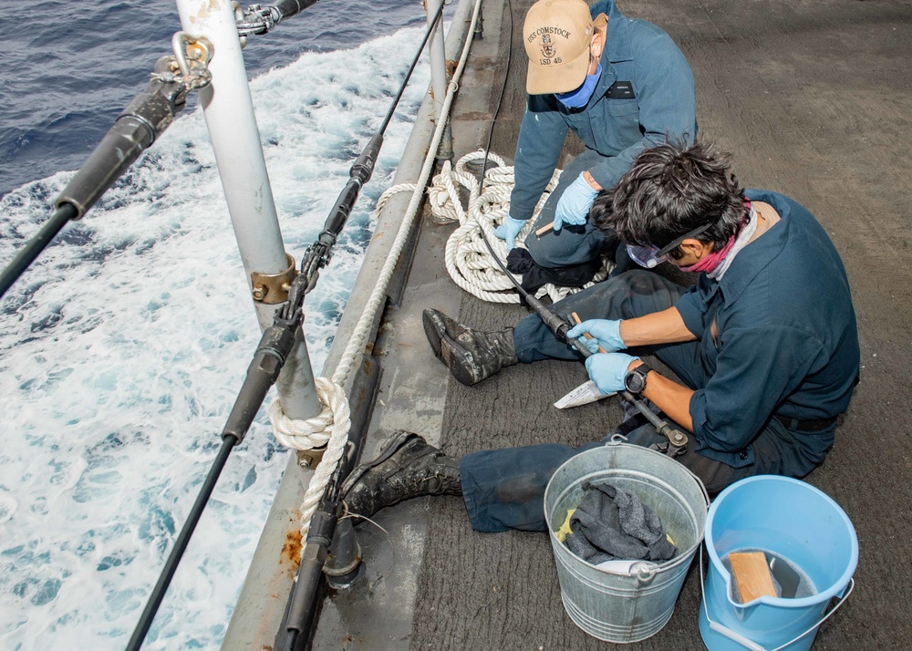 USS Comstock (LSD 45) underway in the western Pacific Ocean