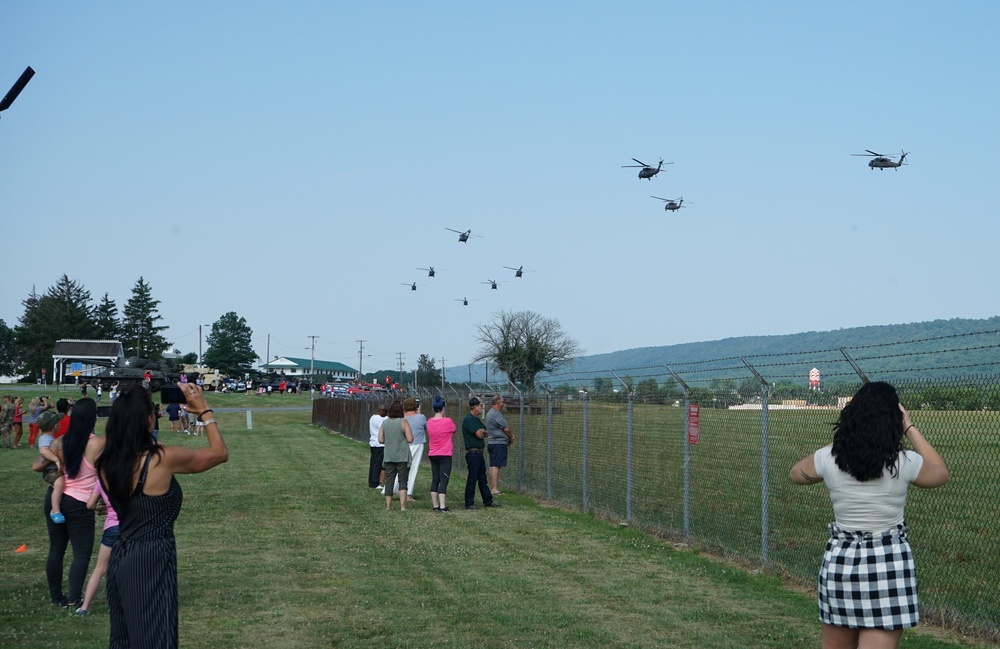 Soldiers from the 28th Expeditionary Combat Aviation Brigade depart for deployment