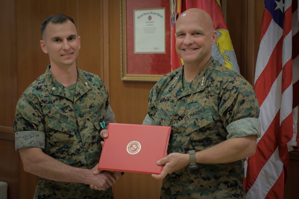 Major Joseph E. Bush Recieves Navy Commendation Medal