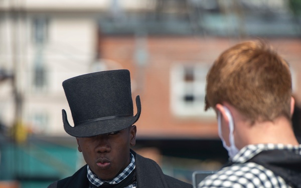 Logistics Specialist 3rd Class Jason Petitfrere gives a tour for Facebook Live