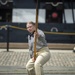 Logistics Specialist Seaman Patience Jones demonstrates pike drills for Facebook Live