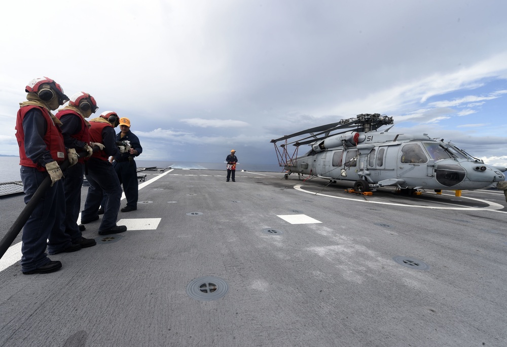USS Gabrielle Giffords Conducts Aircraft Firefighting Drill