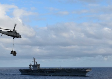 MSC Oiler USNS Henry J. Kaiser Provides Logistics Services to USS Theodore Roosevelt on Final Leg of Their Deployment