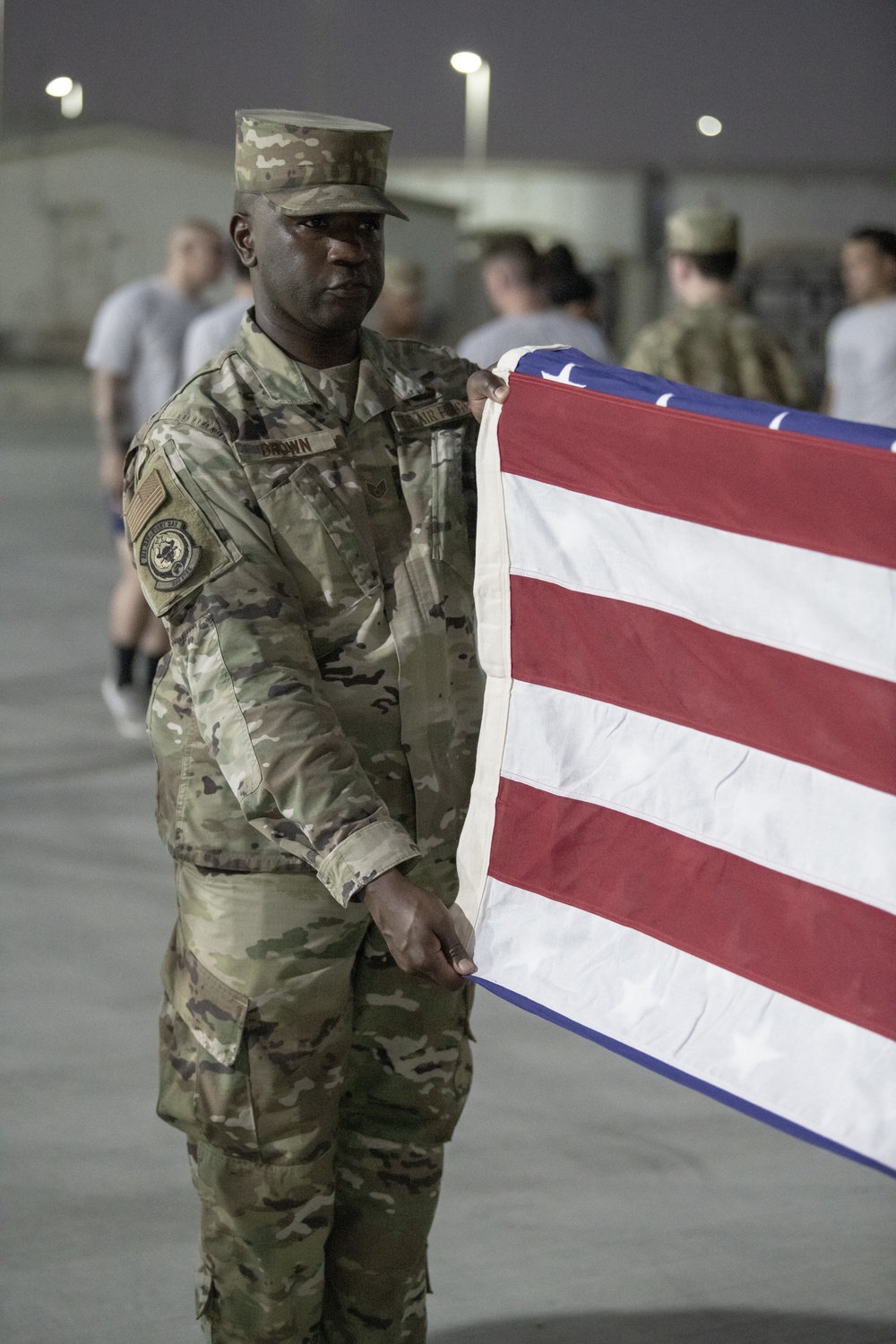 380th Air Expeditionary Wing honor guard volunteers begin training.