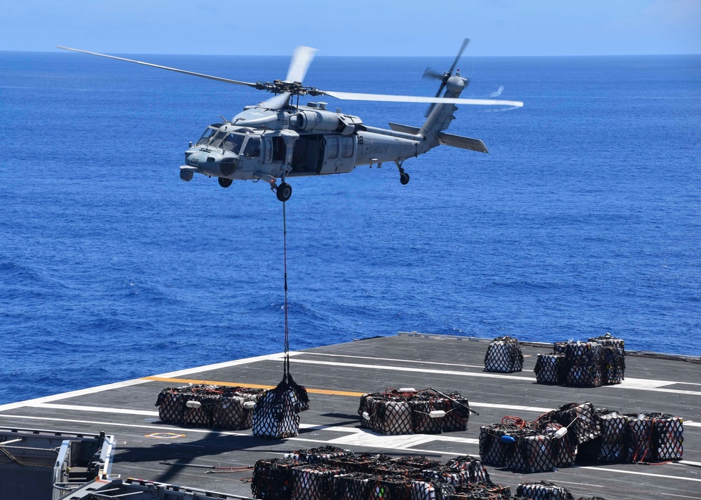 USNS Tippecanoe (T-AO 199) and USNS Alan Shepard (T-AKE 3) Conduct Underway Replenishment with USS Ronald Reagan (CVN 76)