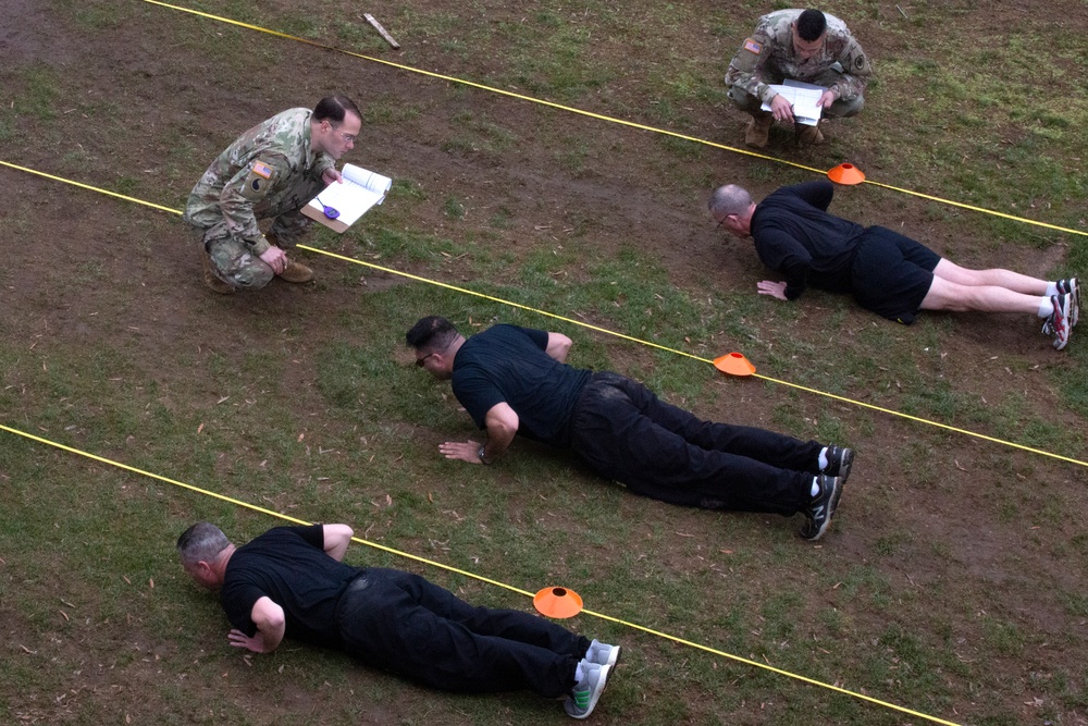 Guard members perform a diagnostic of the Army Combat Fitness Test
