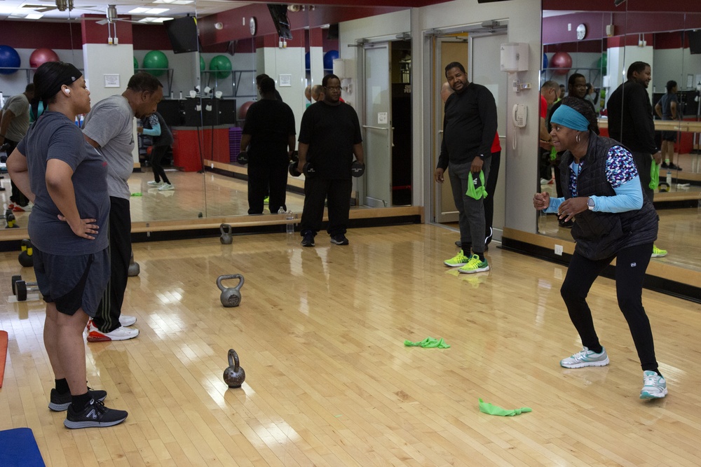 Guard members prepare for the Army Combat Fitness Test