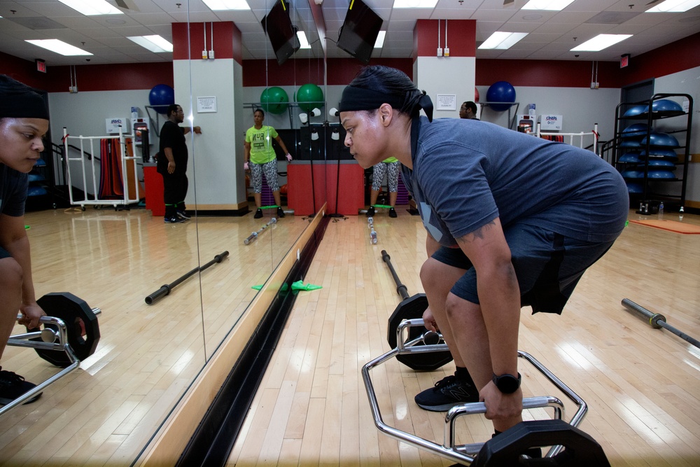 Guard members prepare for the Army Combat Fitness Test