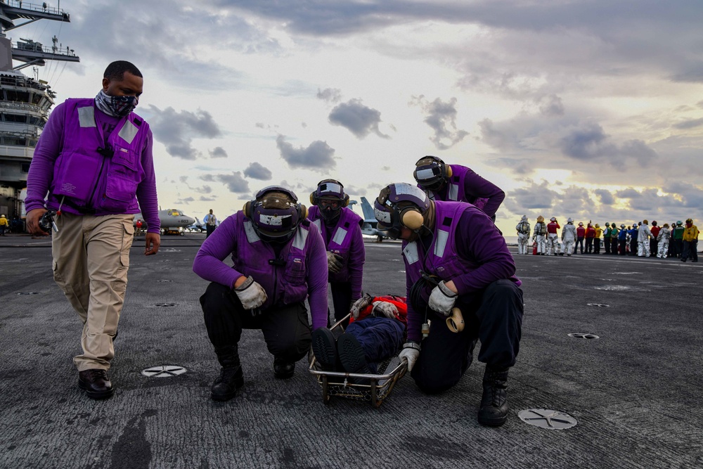 USS Ronald Reagan (CVN 76) Sailors Participate In A Mass Casualty Drill