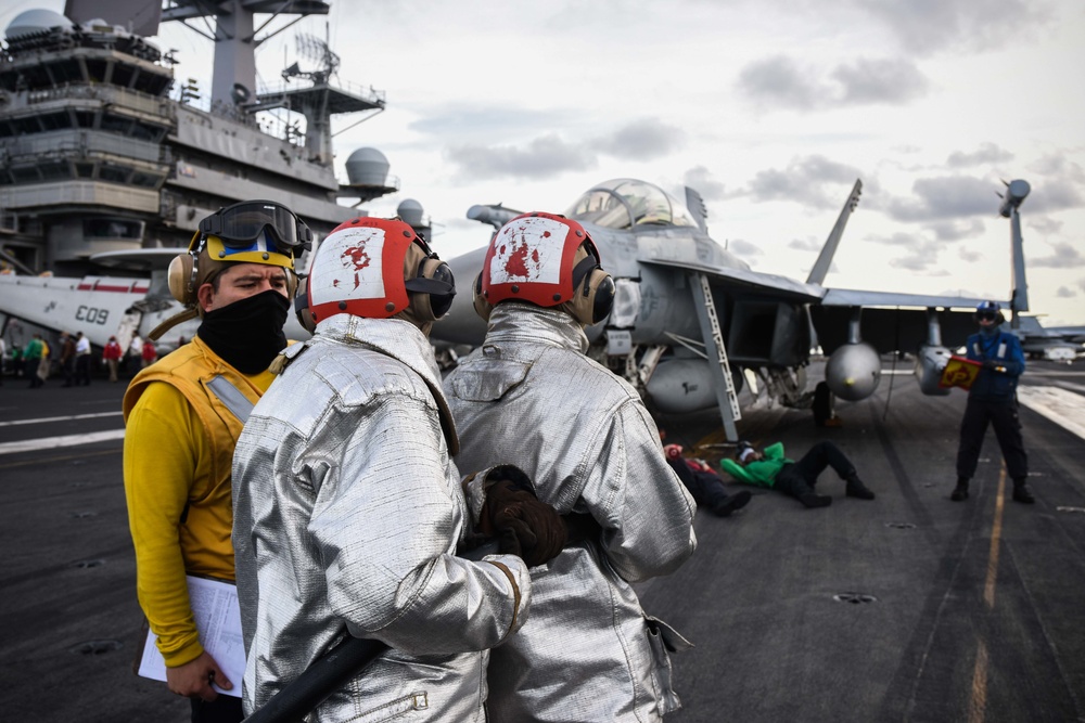 USS Ronald Reagan (CVN 76) Sailors Participate In A Mass Casualty Drill