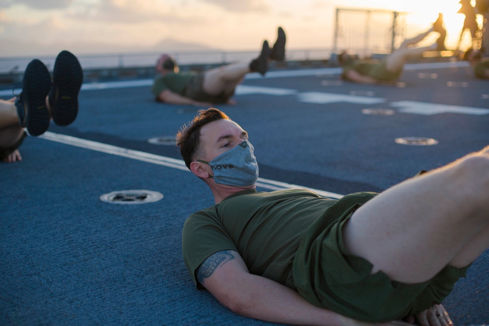 Sun gods at sun rise | TF KM20 conduct PT at sea