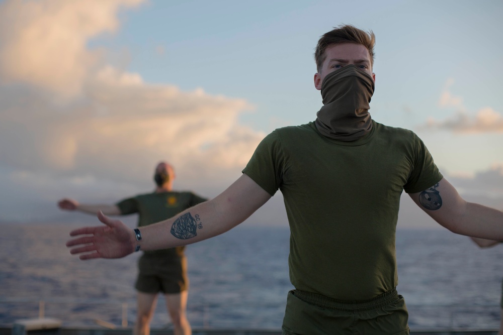 Sun gods at sun rise | TF KM20 conduct PT at sea