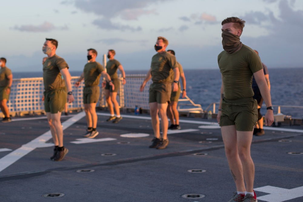 Sun gods at sun rise | TF KM20 conduct PT at sea