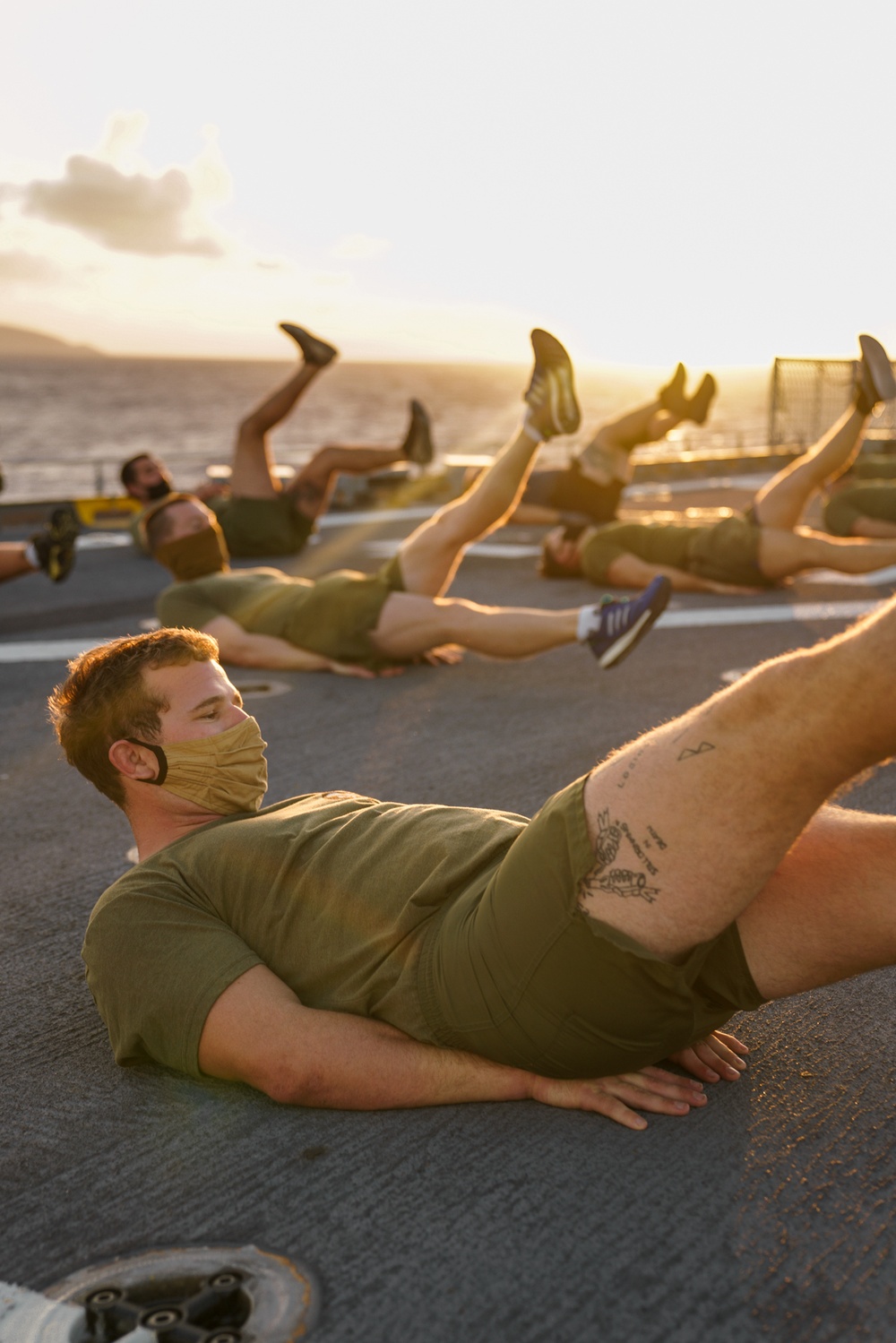 Sun gods at sun rise | TF KM20 conduct PT at sea