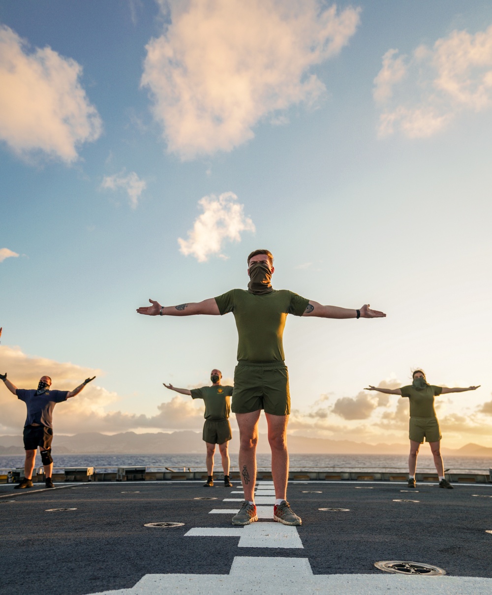 Sun gods at sun rise | TF KM20 conduct PT at sea