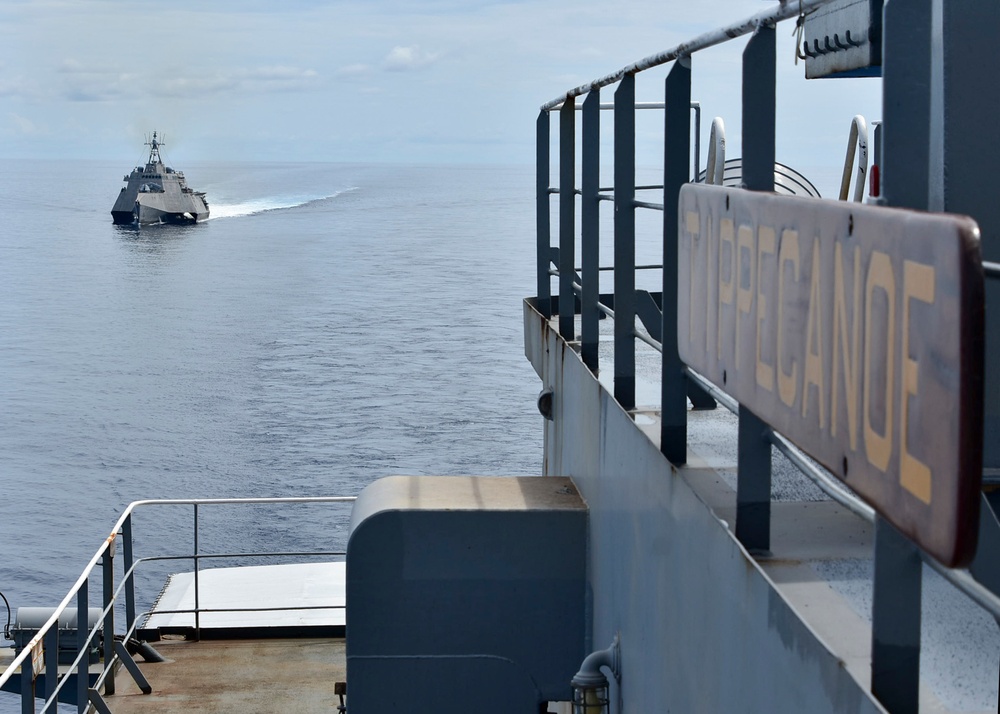 USNS Tippecanoe (T-AO 199) Conducts Underway Replenishment with USS Gabrielle Giffords (LCS 10)