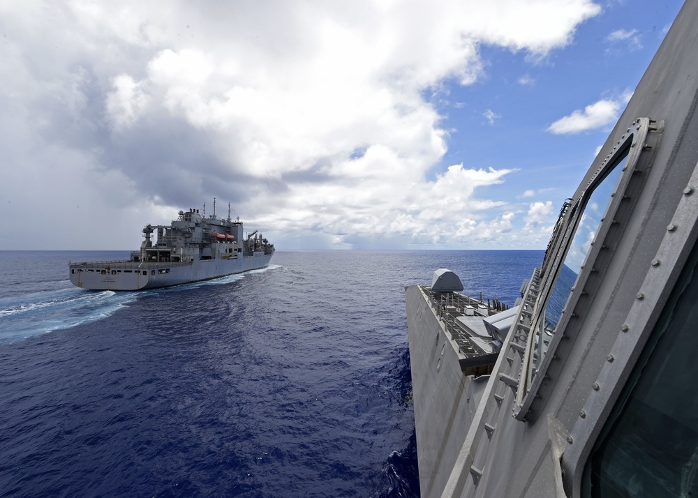 USS Gabrielle Giffords Conducts UNREP With USNS Carl Brashear