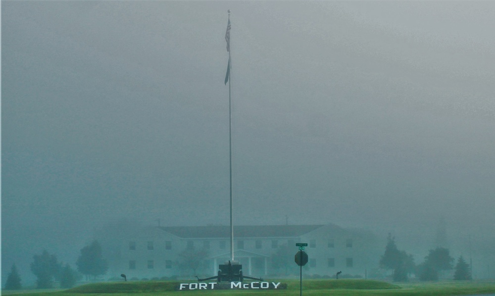 Fog, American Flag, and Fort McCoy