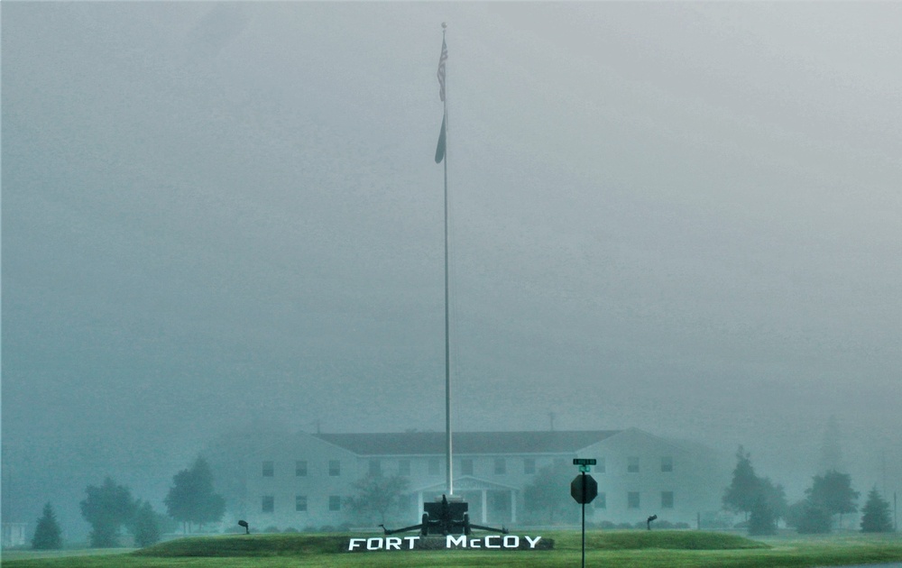 Fog, American Flag, and Fort McCoy