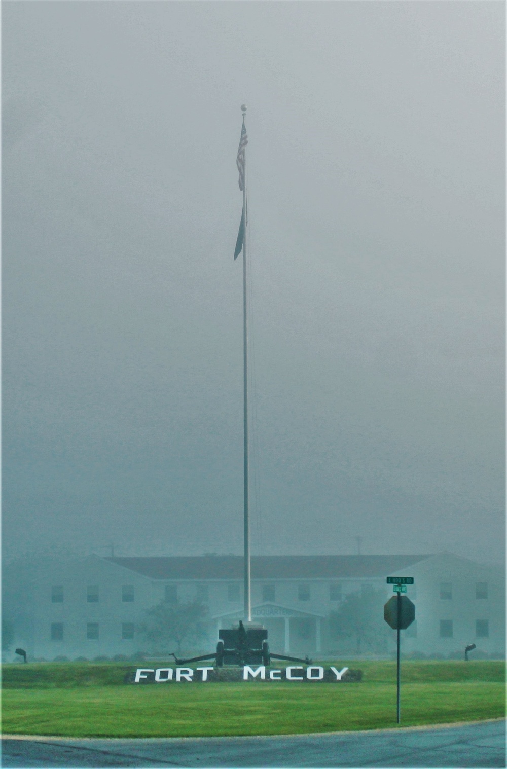 Fog, American Flag, and Fort McCoy