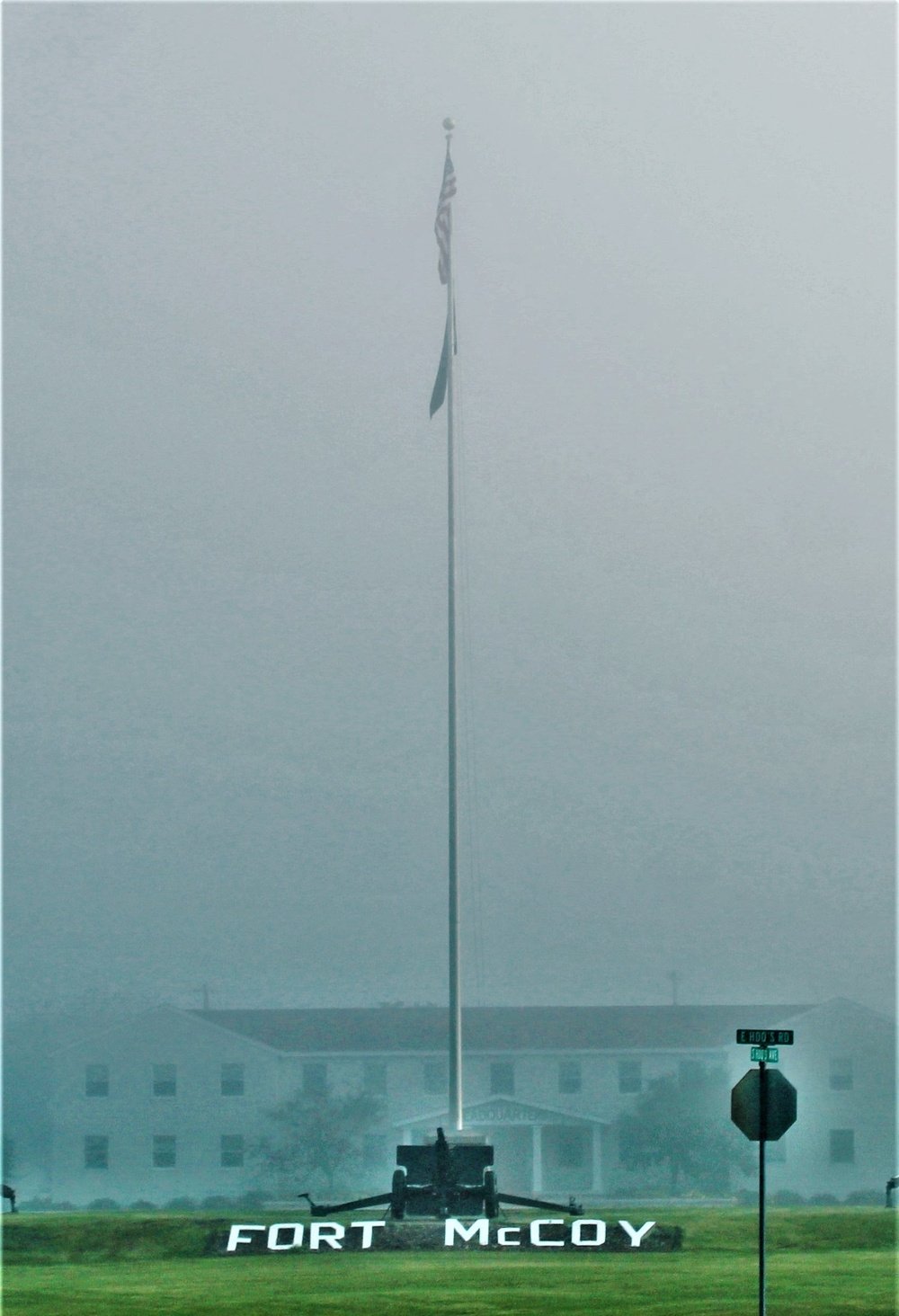 Fog, American Flag, and Fort McCoy