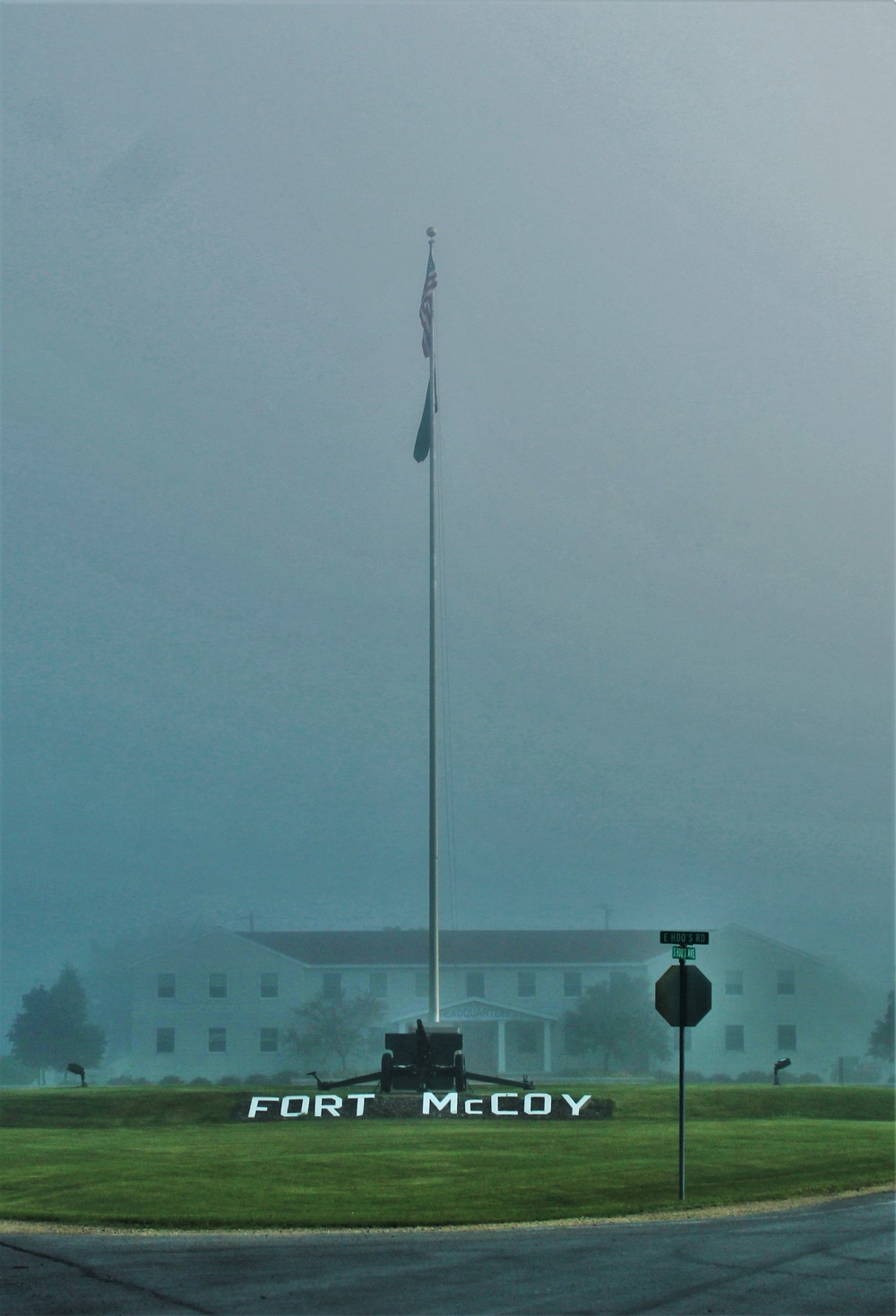 Fog, American Flag, and Fort McCoy