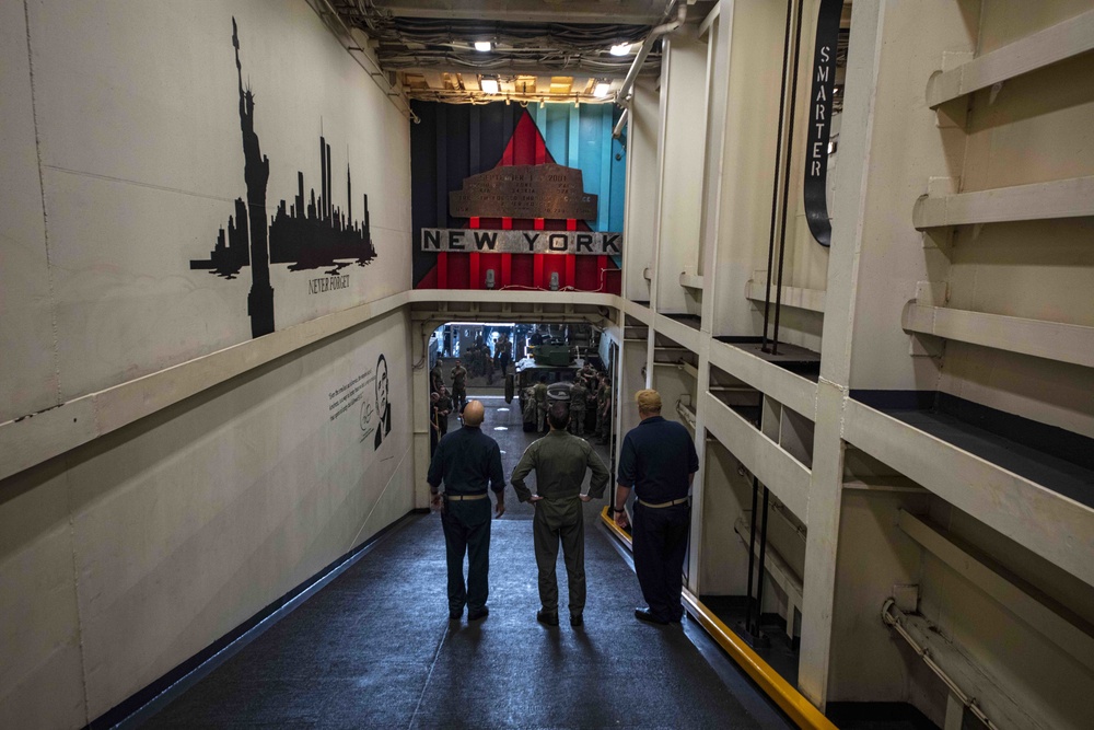 prospective PHIBRON 8 Commander tours the USS New York (LPD 21)