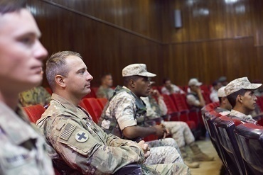 U.S. Army and Jordan Armed Forces Soldiers at the Jordan Operational Engagement Program (JOEP) graduation ceremony