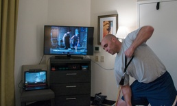 Airman connects with family to exercise