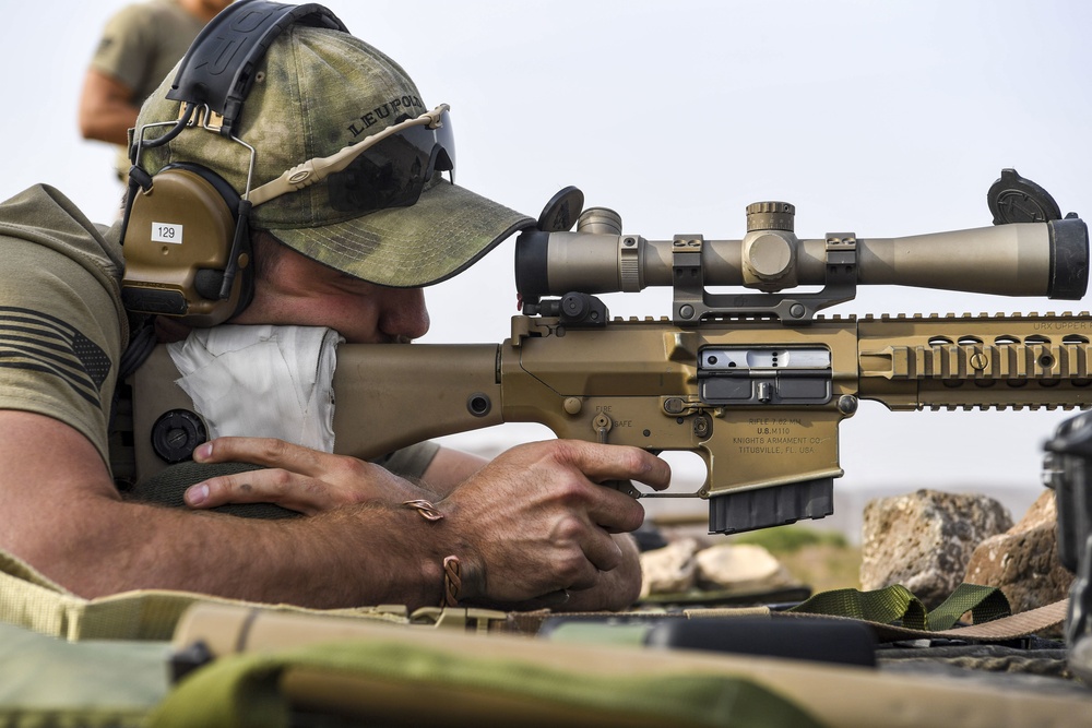 Task Force Guardian members train with sniper rifles